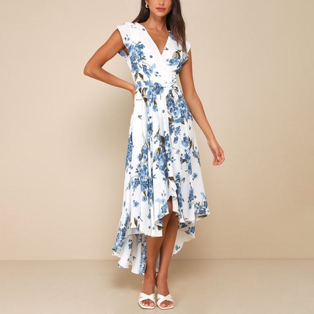 Popular V-Neck Blue Maxi Dress