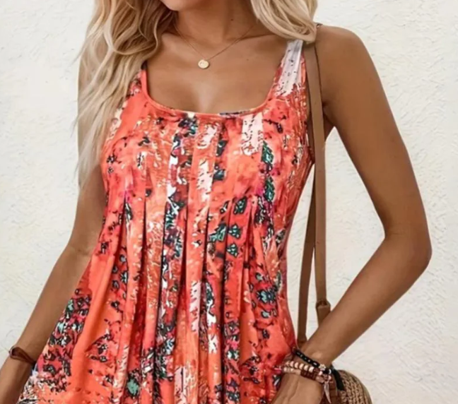 Showy Sleeveless Orange Mini Dress